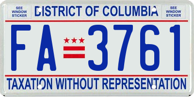 DC license plate FA3761