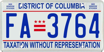 DC license plate FA3764