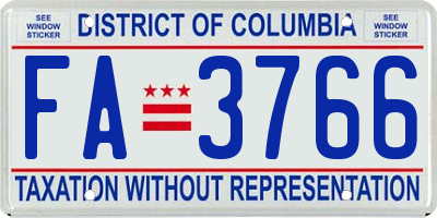 DC license plate FA3766