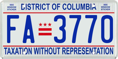 DC license plate FA3770