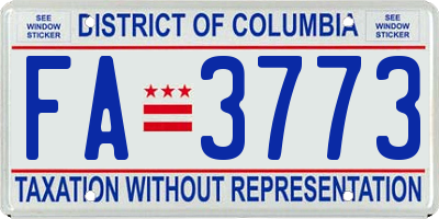 DC license plate FA3773