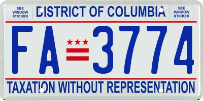 DC license plate FA3774