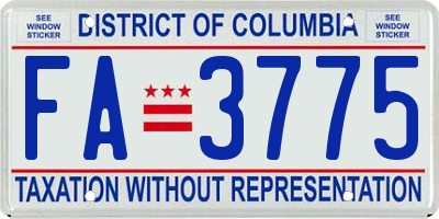 DC license plate FA3775