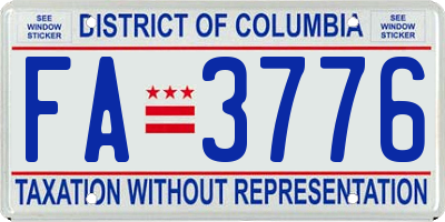 DC license plate FA3776