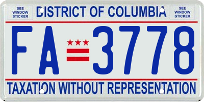 DC license plate FA3778