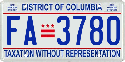 DC license plate FA3780