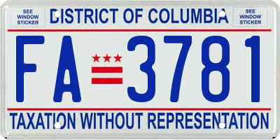 DC license plate FA3781