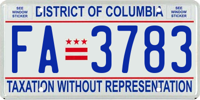 DC license plate FA3783