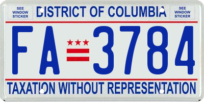 DC license plate FA3784