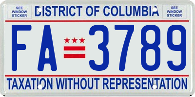 DC license plate FA3789