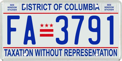 DC license plate FA3791