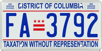 DC license plate FA3792