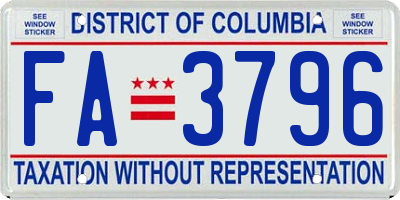 DC license plate FA3796