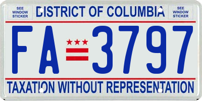 DC license plate FA3797