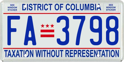 DC license plate FA3798