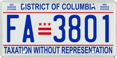 DC license plate FA3801