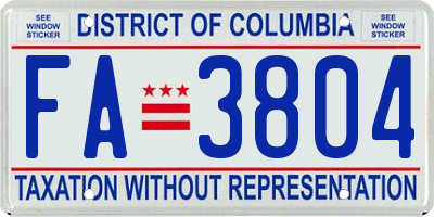 DC license plate FA3804