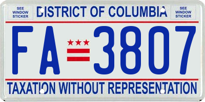 DC license plate FA3807