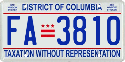 DC license plate FA3810