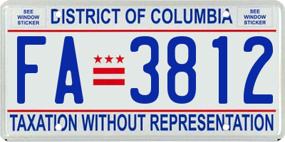 DC license plate FA3812