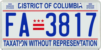 DC license plate FA3817