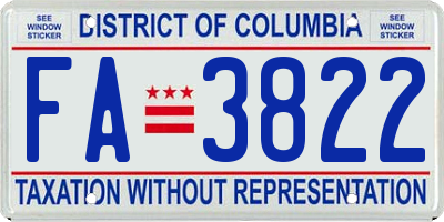 DC license plate FA3822