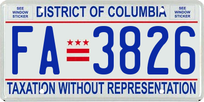 DC license plate FA3826