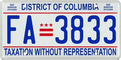 DC license plate FA3833