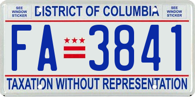 DC license plate FA3841