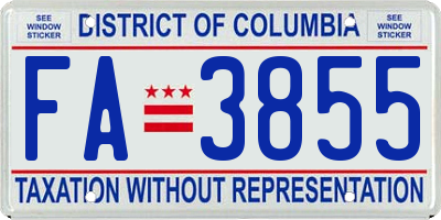 DC license plate FA3855