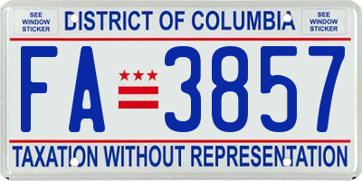 DC license plate FA3857