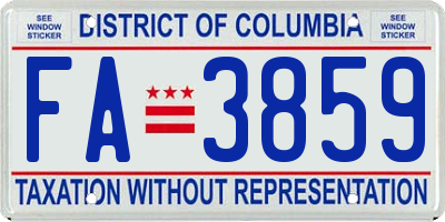 DC license plate FA3859