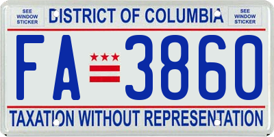 DC license plate FA3860