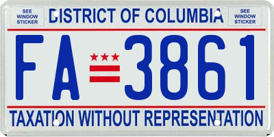 DC license plate FA3861