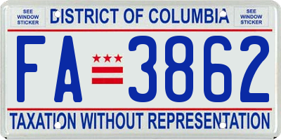 DC license plate FA3862