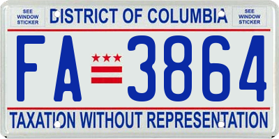 DC license plate FA3864