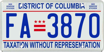 DC license plate FA3870