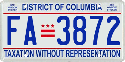 DC license plate FA3872