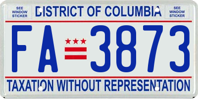 DC license plate FA3873