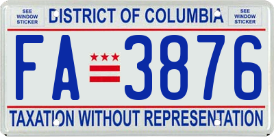 DC license plate FA3876