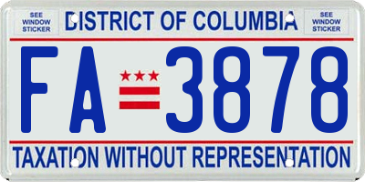 DC license plate FA3878