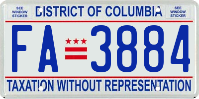 DC license plate FA3884