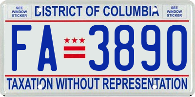 DC license plate FA3890