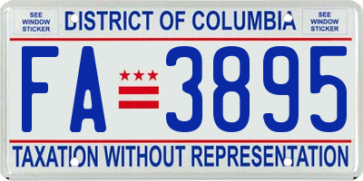 DC license plate FA3895