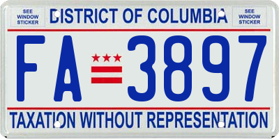 DC license plate FA3897