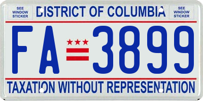 DC license plate FA3899