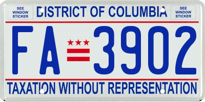 DC license plate FA3902