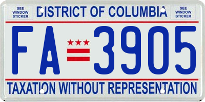 DC license plate FA3905