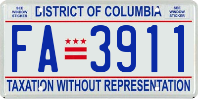 DC license plate FA3911