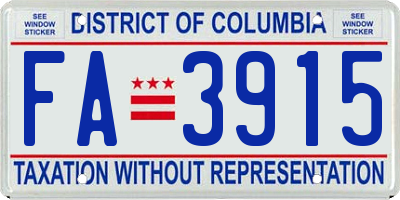 DC license plate FA3915